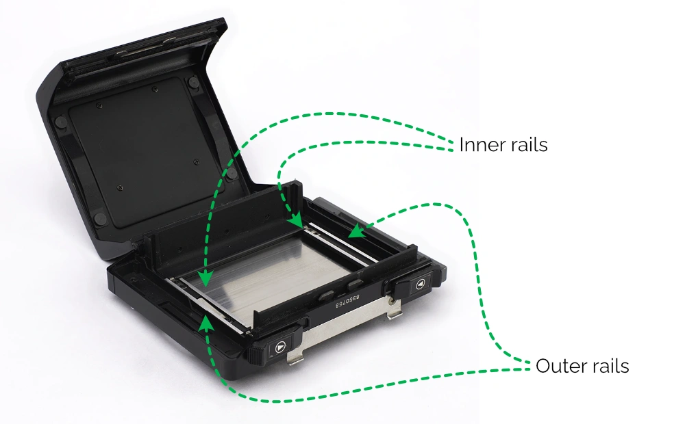 Bronica film back rails